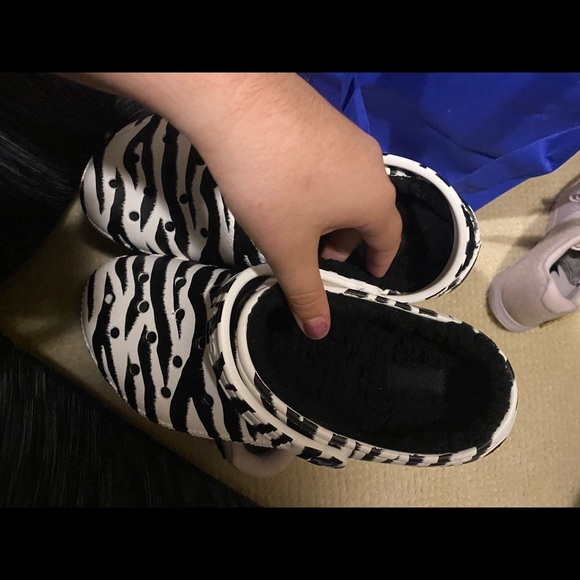 zebra crocs with fur